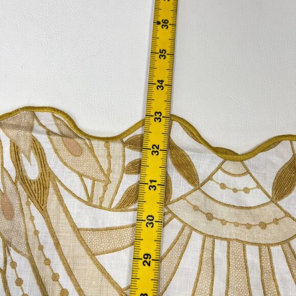 NWOT Farm Rio Midi Skirt Off-White/Beige Lace Nature Wavy Hem Linen Size S - Picture 11 of 12